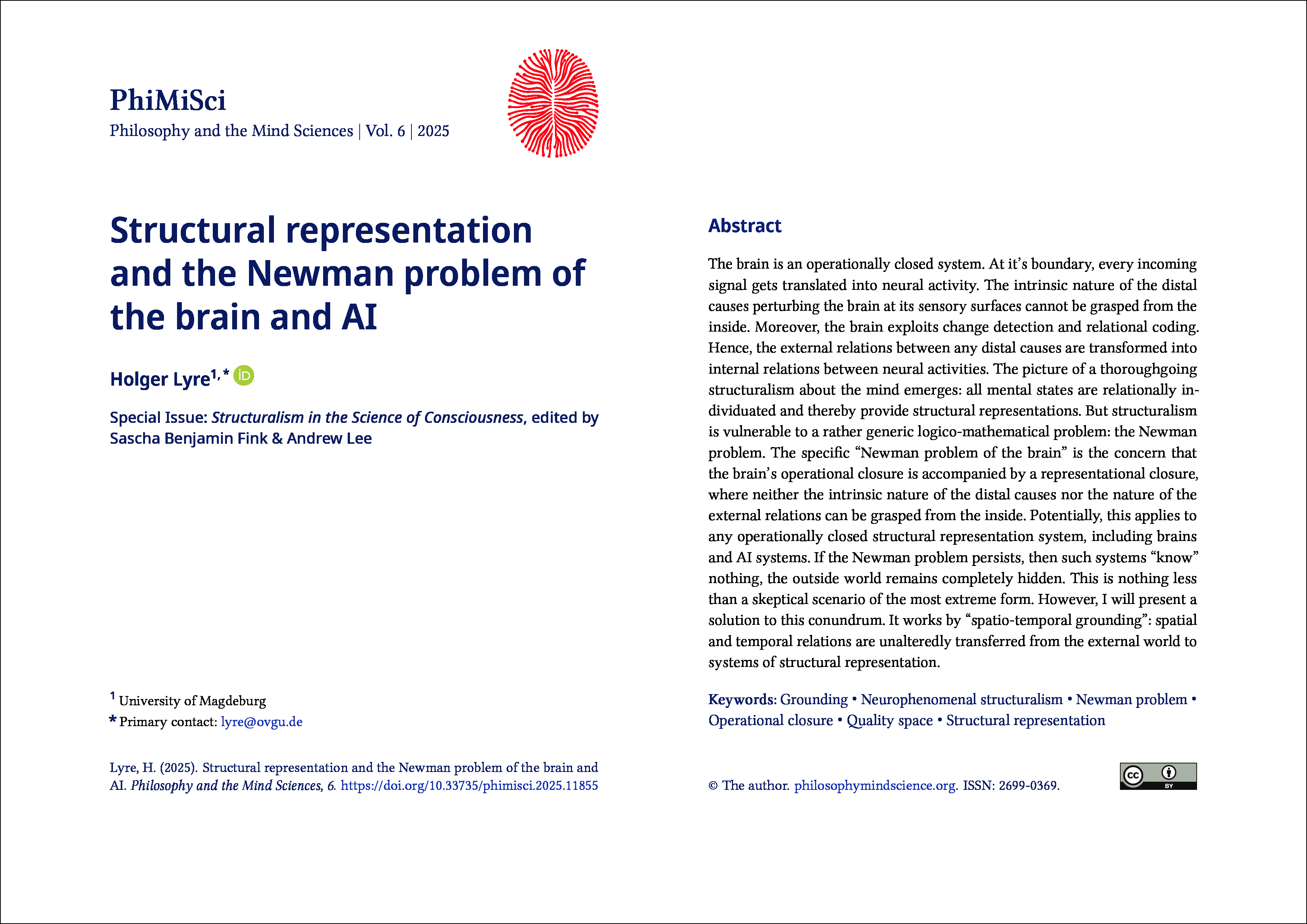 Titelseite eines Artikels. 